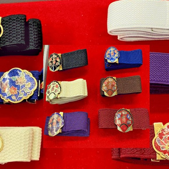 Belt Cloisonne 6 PCS Buckle fan flower butterfly
